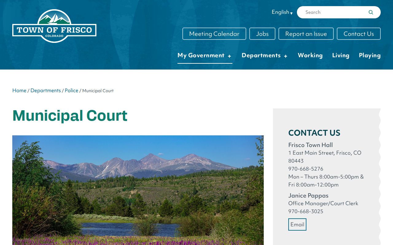 Frisco warrant records municipal court calendar and citation instructions