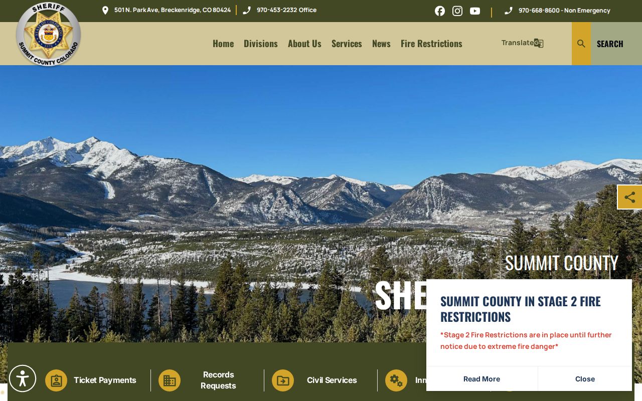 Official Summit County Sheriff website entry page